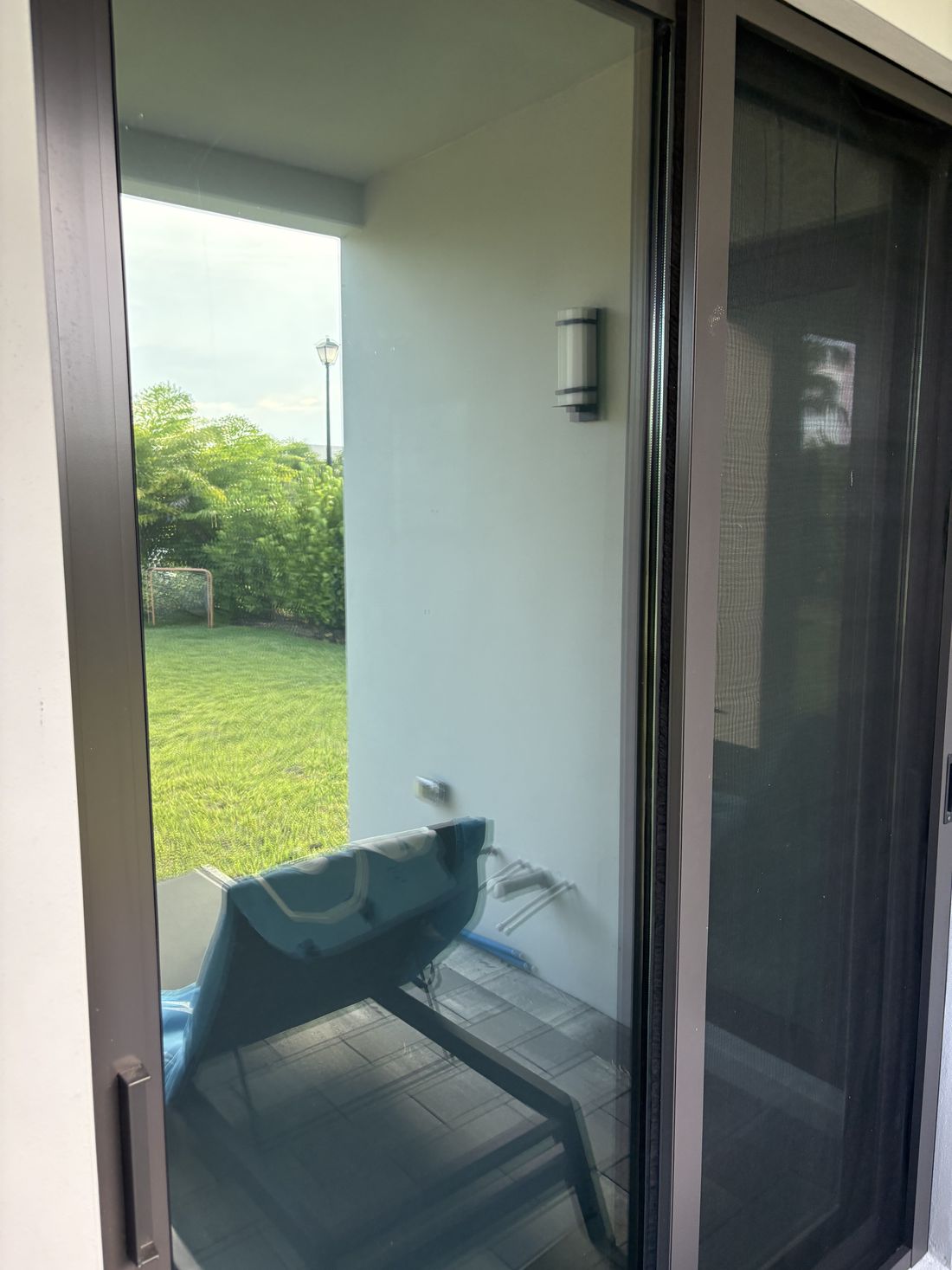 Finished sliding glass door, completely clear
