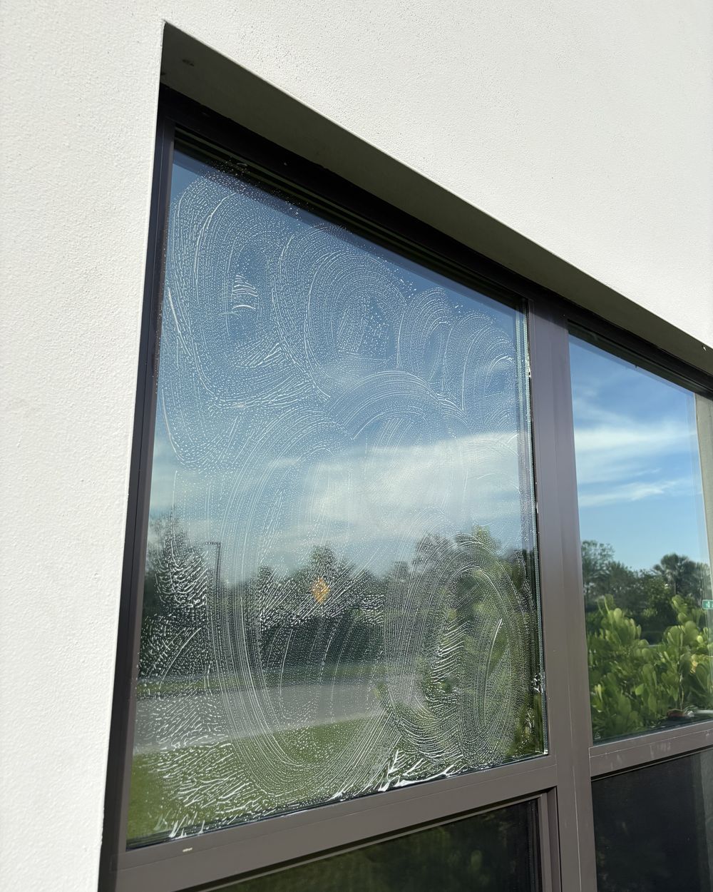 Detail pass on a large pane in bright sun